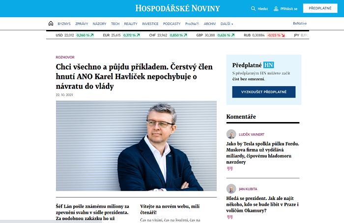 Hospodářské noviny uvedly novou podobu webu HN.cz, opouštějí iHned