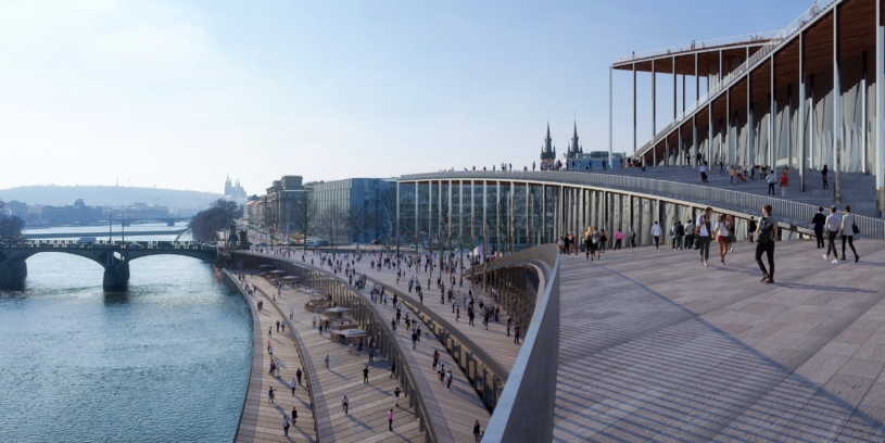 Nová budova pražské filharmonie změní dopravu v okolí Vltavské. Silnice povede pod ní